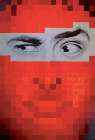 Pintura titulada "Portrait pixels 3" por Nathalie Si Pié, Obra de arte original, Acrílico