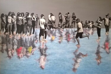 Malerei mit dem Titel "Sur le Miroir d'eau" von Nathalie Si Pié, Original-Kunstwerk, Acryl