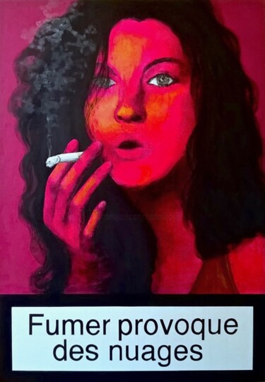 Painting titled "Fumer provoque des…" by Nathalie Si Pié, Original Artwork, Acrylic