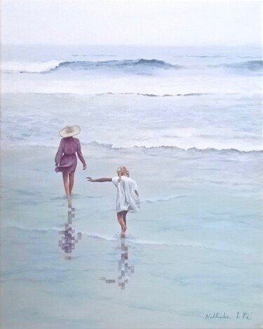 Painting titled "Au bord de la mer" by Nathalie Si Pié, Original Artwork, Acrylic