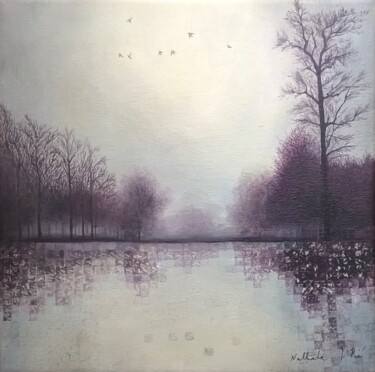 Painting titled "Paysage hivernal" by Nathalie Si Pié, Original Artwork, Acrylic