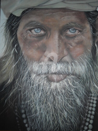 Peinture intitulée "vieillard" par Nathalie Simard, Œuvre d'art originale