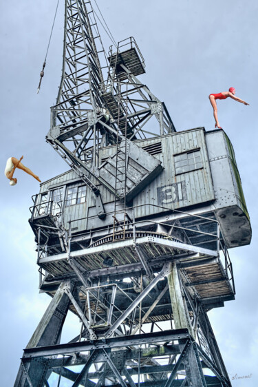 Arte digitale intitolato "Grue plongeoir indu…" da Nathalie Simonet, Opera d'arte originale, Fotomontaggio