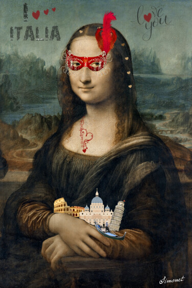 Arte digitale intitolato "Mona Lisa en déplac…" da Nathalie Simonet, Opera d'arte originale, Fotomontaggio