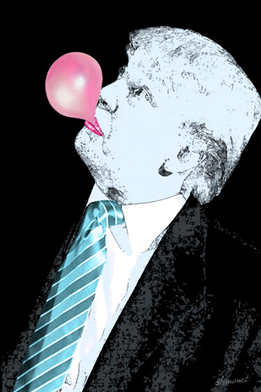 Digital Arts titled "Président Trump Bub…" by Nathalie Simonet, Original Artwork, Photo Montage