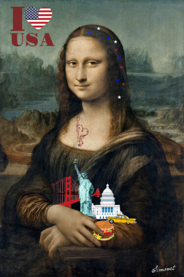 Arte digitale intitolato "Mona Lisa en vacance" da Nathalie Simonet, Opera d'arte originale, Fotomontaggio