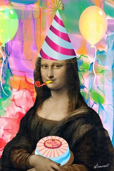 Digital Arts titled "Happy Birthday Mona…" by Nathalie Simonet, Original Artwork, Photo Montage