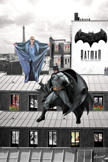 Digitale Kunst mit dem Titel "Johnny vs Batman" von Nathalie Simonet, Original-Kunstwerk, Fotomontage