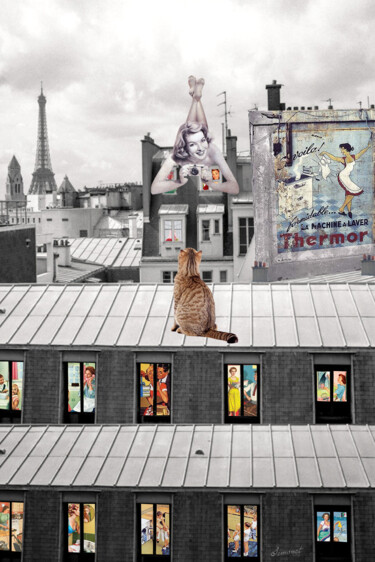 Digitale Kunst mit dem Titel "Séance photo sur le…" von Nathalie Simonet, Original-Kunstwerk, Fotomontage