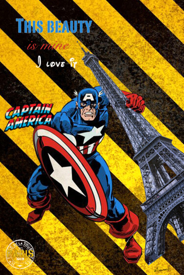 Digitale Kunst getiteld "Captain America a t…" door Nathalie Simonet, Origineel Kunstwerk, Foto Montage