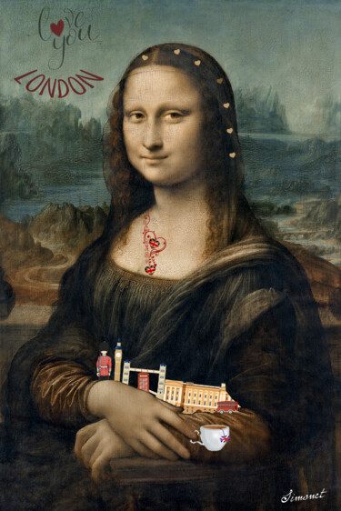 Digitale Kunst mit dem Titel "Mona Lisa en vacanc…" von Nathalie Simonet, Original-Kunstwerk, Fotomontage