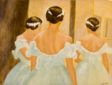 Painting titled "Dos de danseuses" by Nathalie Sorroche, Original Artwork, Oil