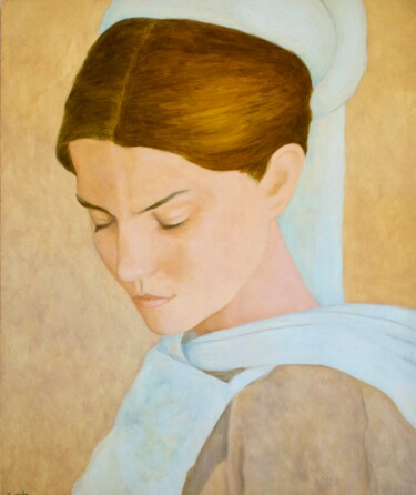 Peinture intitulée "Jeune femme au turb…" par Nathalie Sorroche, Œuvre d'art originale, Huile