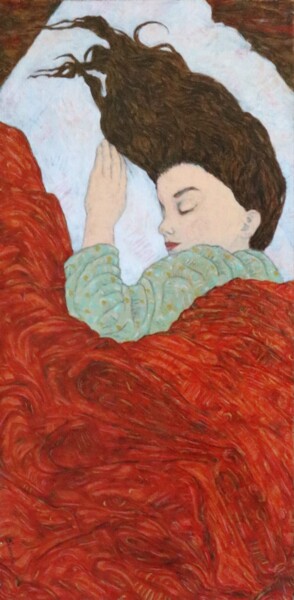 Pintura intitulada "Sommeil d'enfant" por Nathalie Sorroche, Obras de arte originais, Óleo