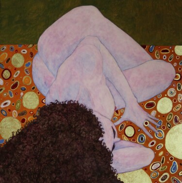 Картина под названием "Nu orangé n°2" - Nathalie Sorroche, Подлинное произведение искусства, Масло