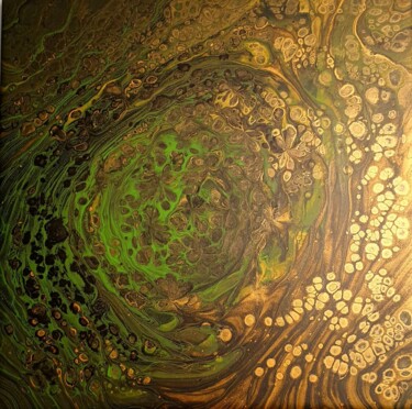 Painting titled "Cosmos vert" by Nathalie Soszynski, Original Artwork, Acrylic