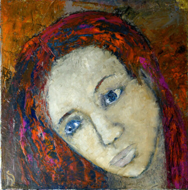 Painting titled "portrait doux" by Nathalie Straseele, Original Artwork, Oil