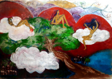 Malerei mit dem Titel "Tout en jambe" von Nathalie Straseele, Original-Kunstwerk, Öl