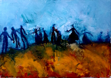 Painting titled "En guirlande" by Nathalie Straseele, Original Artwork, Oil