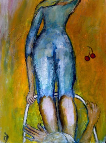 Schilderij getiteld "La courte échelle" door Nathalie Straseele, Origineel Kunstwerk, Acryl
