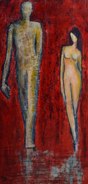 Malerei mit dem Titel "Conversation à deux…" von Nathalie Straseele, Original-Kunstwerk, Acryl