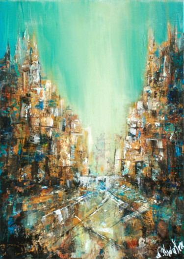 Peinture intitulée "" La citadine en lu…" par Nathalie Troalen, Œuvre d'art originale, Huile