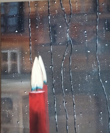 Pittura intitolato "Pluie" da Nathalie Venant, Opera d'arte originale, Olio Montato su Telaio per barella in legno