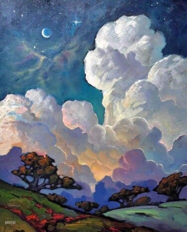 Pittura intitolato "nuage" da Nathalie Venant, Opera d'arte originale, Pastello Montato su Vetro