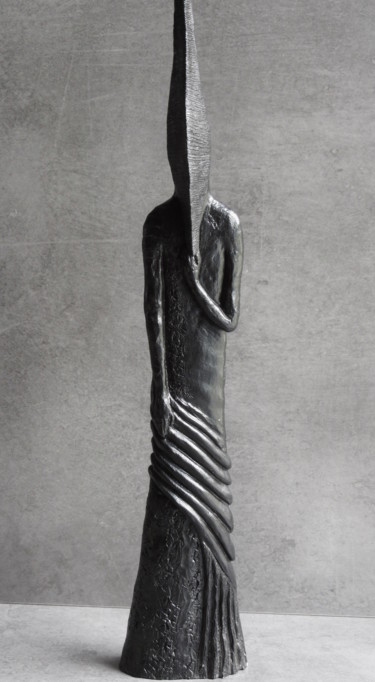 Skulptur mit dem Titel "Prêtre Sumérien" von Nathalie Villate-Lafontaine, Original-Kunstwerk, Ton