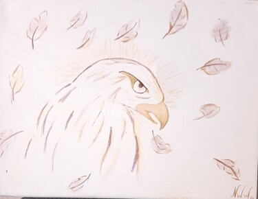 Peinture intitulée "L'esprit de l'aigle" par Nathalie Wagner (Wana), Œuvre d'art originale, Acrylique