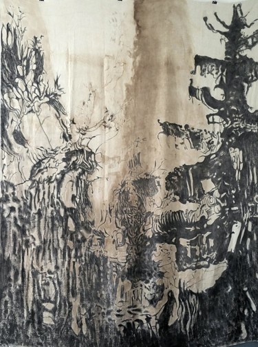 Peinture intitulée "Réflection" par Nathalie Albaladejo, Œuvre d'art originale, Encre