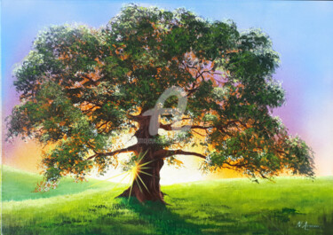 Peinture intitulée "Le vieux chêne" par Nathalie Armand, Œuvre d'art originale, Acrylique