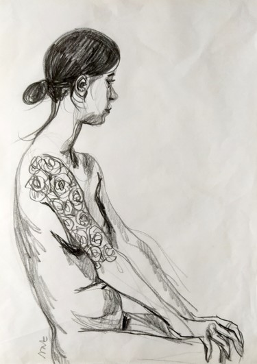 Disegno intitolato "Josephine.jpg" da Nathalie Blanzat, Opera d'arte originale, Matita