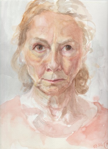 Malarstwo zatytułowany „autoportrait aquare…” autorstwa Nathalie Gautier, Oryginalna praca, Akwarela