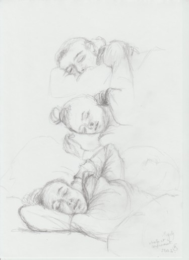 Rysunek zatytułowany „Magaly siestes” autorstwa Nathalie Gautier, Oryginalna praca, Ołówek
