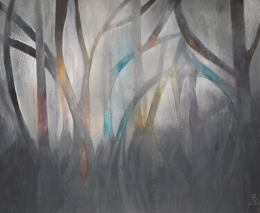 Pintura intitulada "L'incendie blanc" por Nathalie Gautier, Obras de arte originais, Guache Montado em Cartão