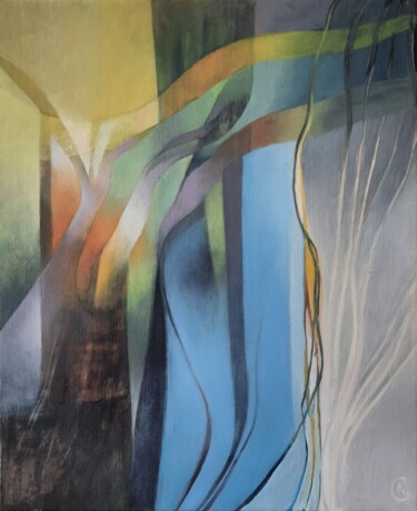 Ζωγραφική με τίτλο "Paysage" από Nathalie Gautier, Αυθεντικά έργα τέχνης, Λάδι Τοποθετήθηκε στο Ξύλινο φορείο σκελετό