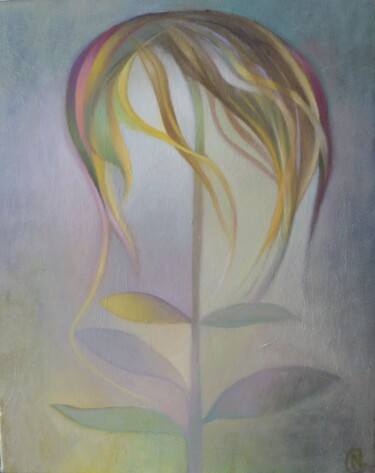 Картина под названием "La FleurAlgue" - Nathalie Gautier, Подлинное произведение искусства, Масло Установлен на Деревянная р…