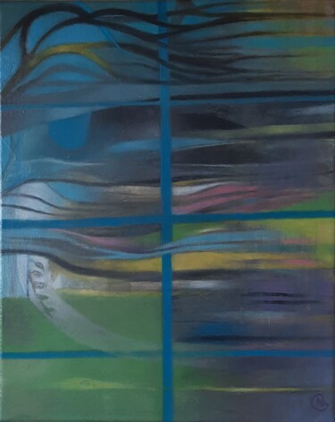 Pintura titulada "A travers la fenêtre" por Nathalie Gautier, Obra de arte original, Oleo Montado en Bastidor de camilla de…