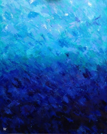 Pittura intitolato ""So blue"" da Nathalie Le Guillou, Opera d'arte originale, Olio