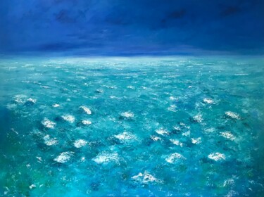 Painting titled "Turquoise" by Nathalie Le Guillou, Original Artwork, Oil