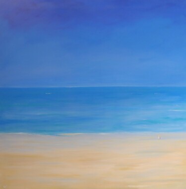 Painting titled "Blue summer" by Nathalie Le Guillou, Original Artwork, Oil