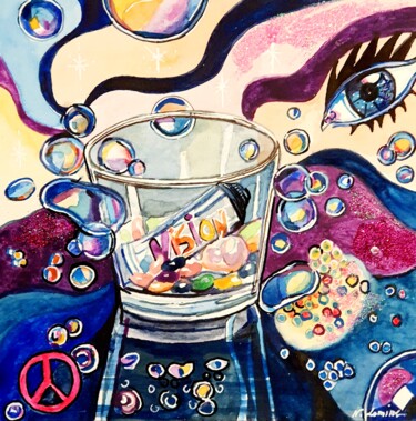 Pintura titulada "Gelly Bubble" por Nathalie Lemire, Obra de arte original, Acuarela