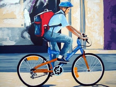 Painting titled "Sur le chemin de l'…" by Nathalie Lemire, Original Artwork, Acrylic