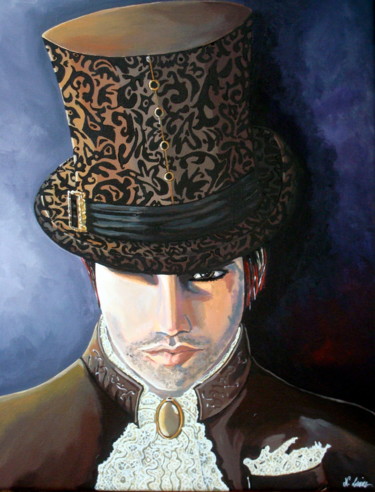 Painting titled "Le sombre Dandy" by Nathalie Lemire, Original Artwork, Acrylic