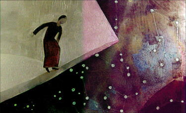 Pittura intitolato "Tapis volant" da Nathalie Mary, Opera d'arte originale, Olio Montato su Telaio per barella in legno