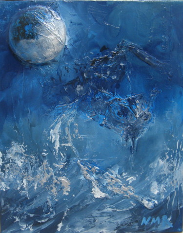 LUNE D'ARGENT Painting titled "LUNE D'ARGENT" by Nathalie Morin Rousseau, Original Art, Acrylic