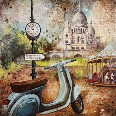 Painting titled "Paris" by Nathalie Pouillault Boyaval, Original Artwork, Acrylic