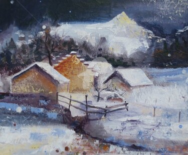 Painting titled "vercors hameau" by Nathalie Pouillault Boyaval, Original Artwork, Other