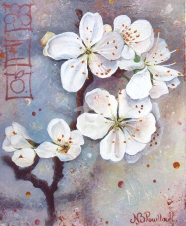 Peinture intitulée "Fleur de pomme" par Nathalie Pouillault Boyaval, Œuvre d'art originale, Autre